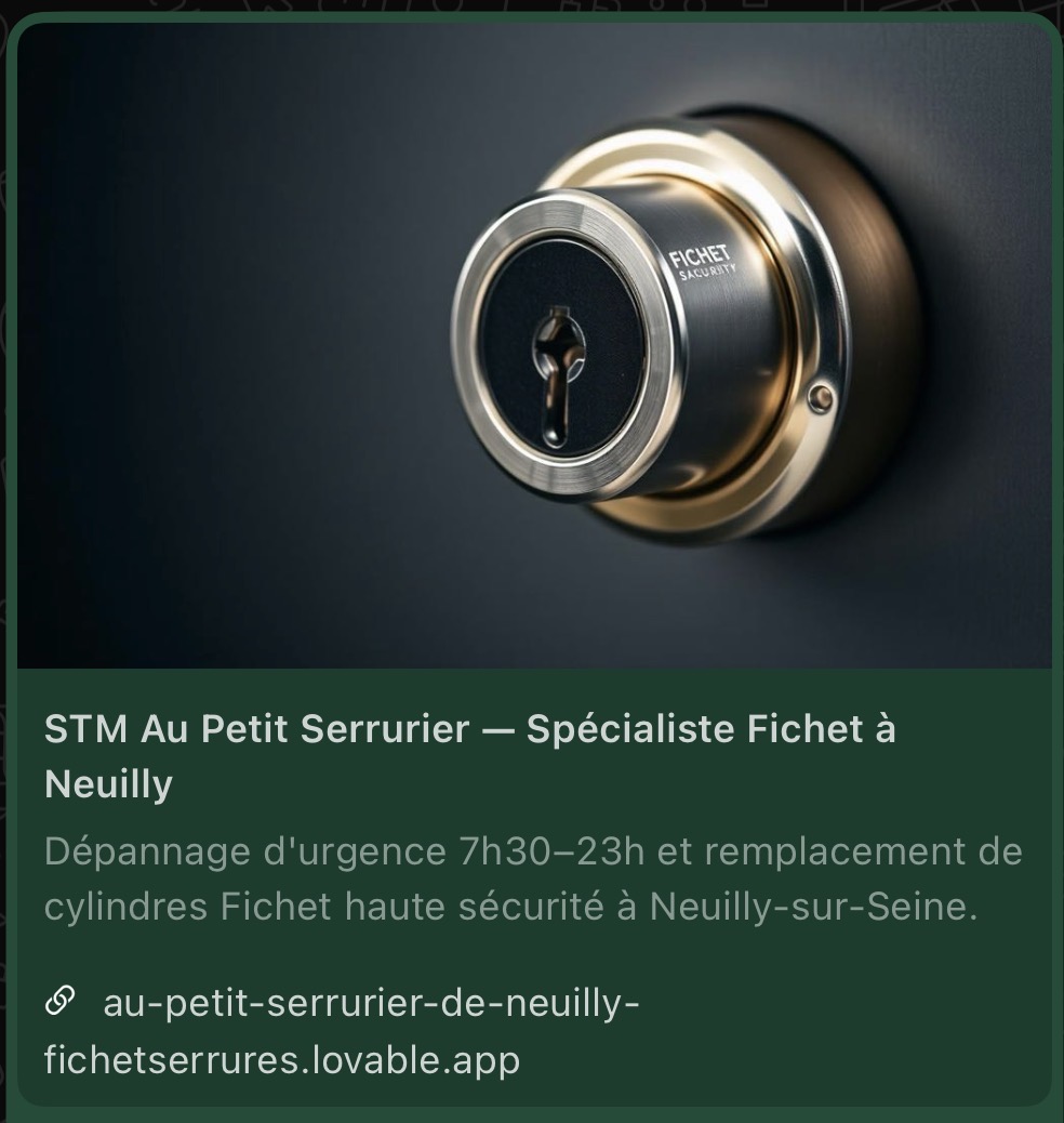 Serrurier Fichet à Neuilly-sur-Seine (92200) — pose et remplacement de cylindre haute sûreté Fichet 787 F3D par STM Au Petit Serrurier